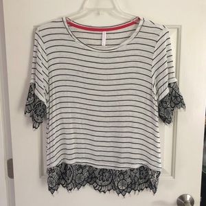 Striped Lace Shirt L